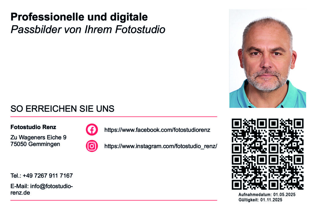 biometrisches Passbild mit QR-Code